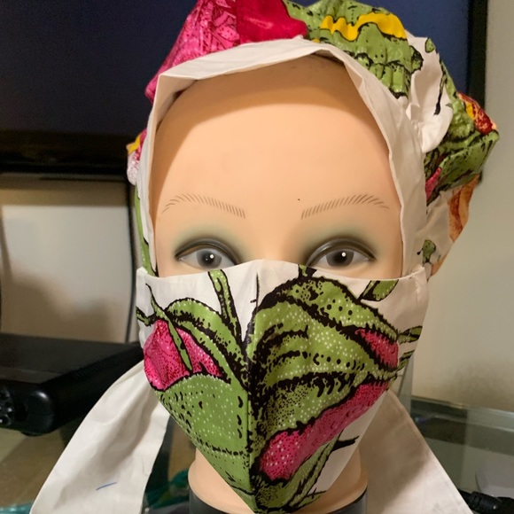 African Style Cloth Face Mask and Headgear - Picture 5 of 7